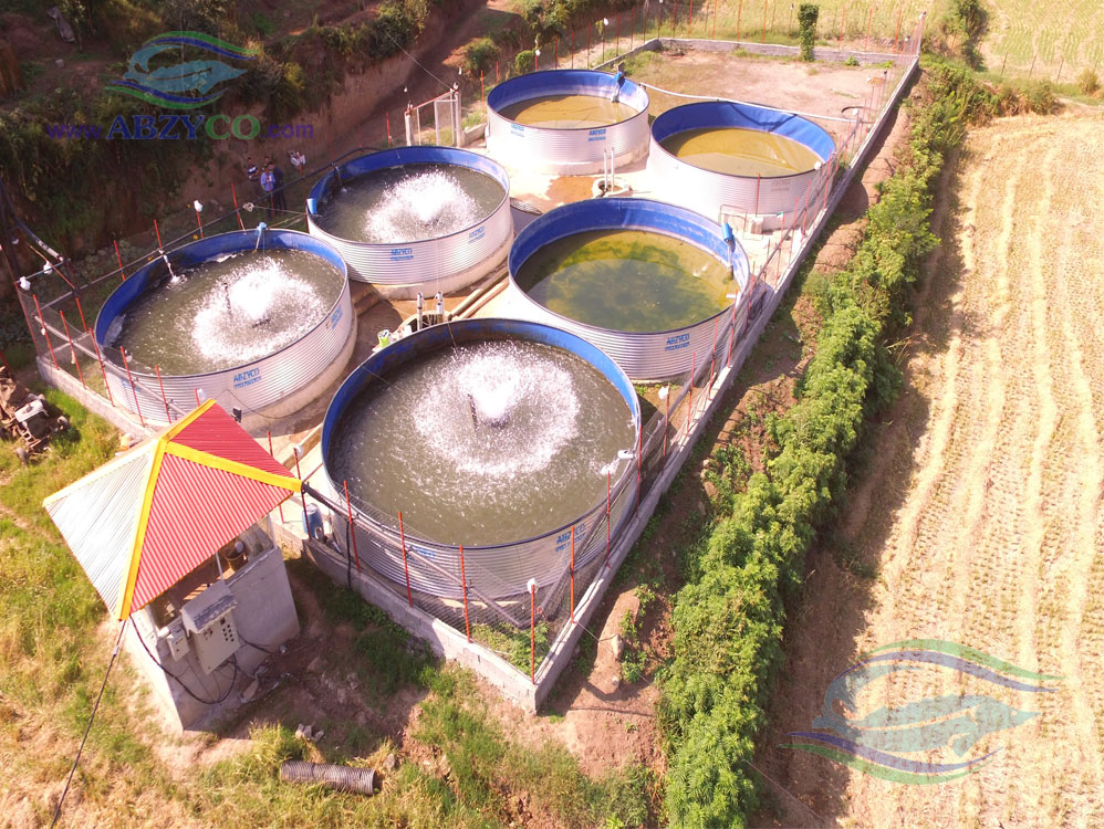 سیستم نیمه مداربسته پرورش ماهی با استخر پیش ساخته آبزیکو